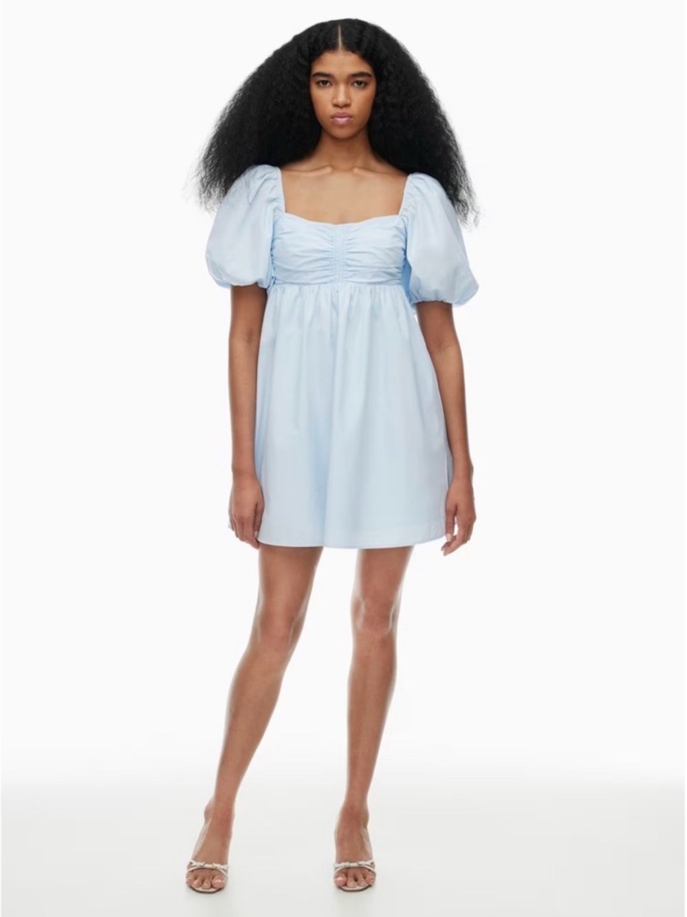 O.P.T Light Blue Puff-Sleeve Babydoll Dress
